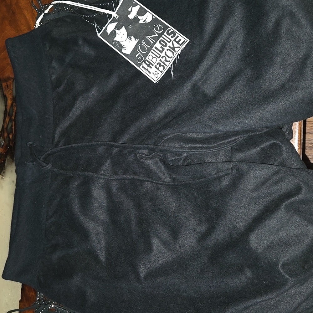 Young Fabulous & Broke Black Fringe Pants with Rhinestones - Picture 5 of 6